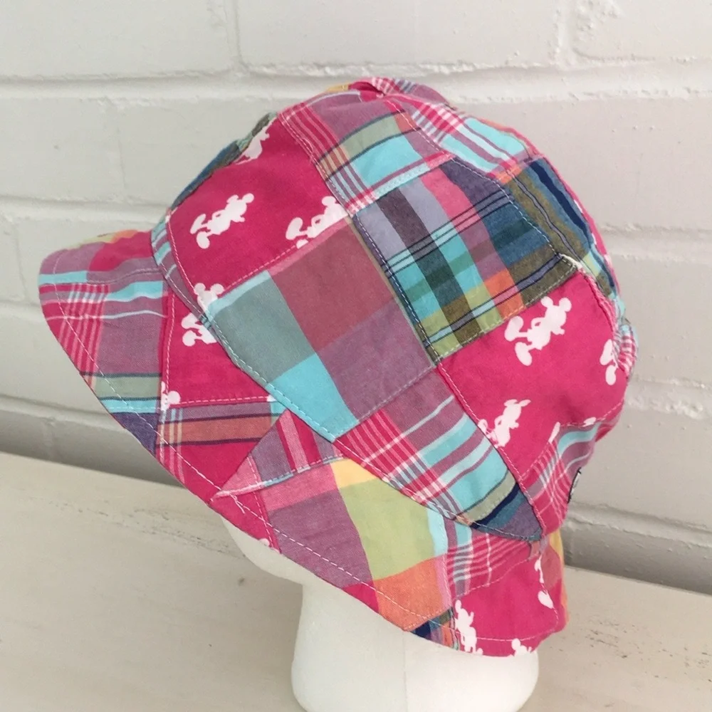 Adult Size Pink Plaid Preppy Classic Disney Mickey Mouse Bucket Hat - Picture 2 of 9